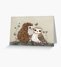 Owl and Hedgehog Greeting Card