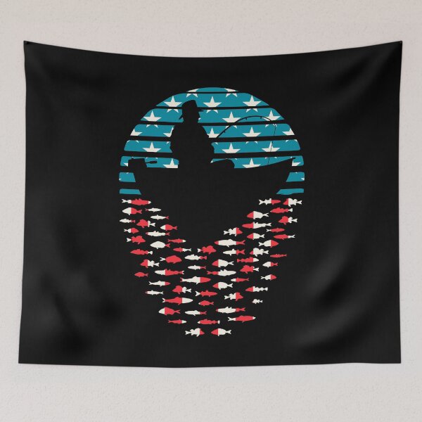 Item preview, Father's Day Fishing Retro Sunset Funny Fisherman USA Flag designed and sold by GrandeDuc.