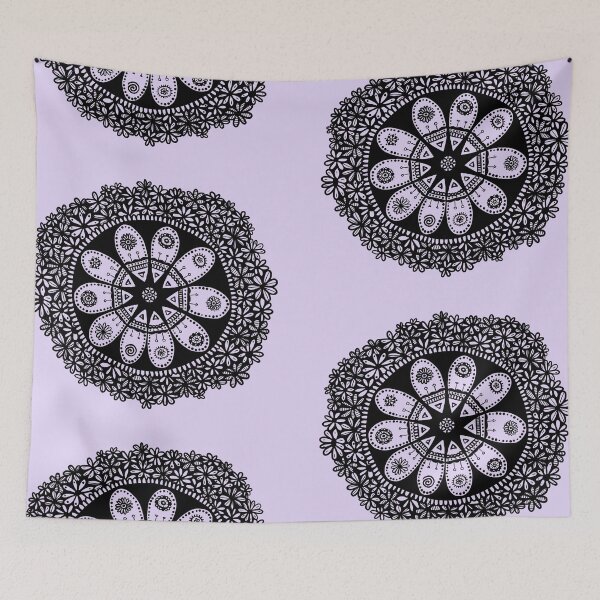 Item preview, Black Ethno Flower, Violet Floral Mandala designed and sold by PatternedWorld.