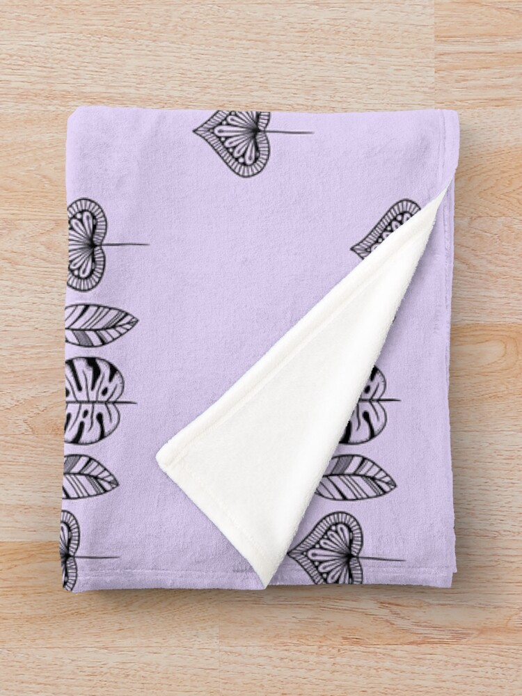 Thumbnail 3 of 6, Throw Blanket, Patterned Leaves, Violet designed and sold by PatternedWorld.