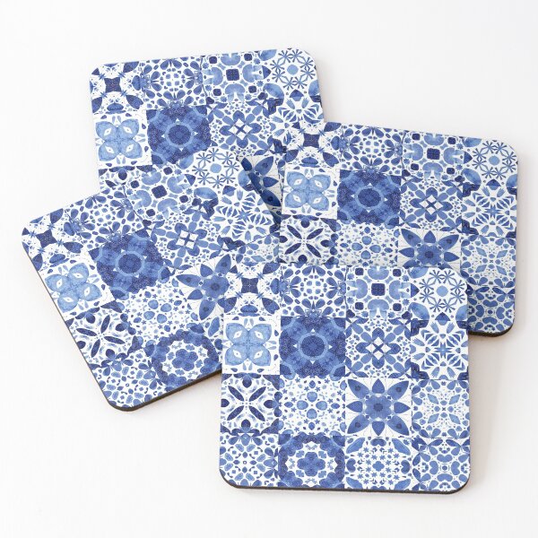Item preview, Indigo Watercolor Tiles designed and sold by squirrell.