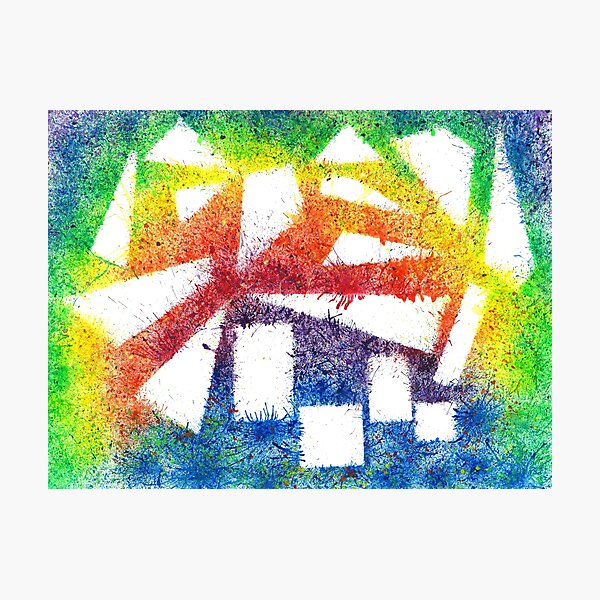 Look For The Rainbow When It Rains #450 Unique Vibrant Multi-colors Urban Street Art Graffiti Spray Paint Style Hand-painted LGBTQ+ Pride Subliminal Abstract Painting With Geometrical Pattern Design Photographic Print