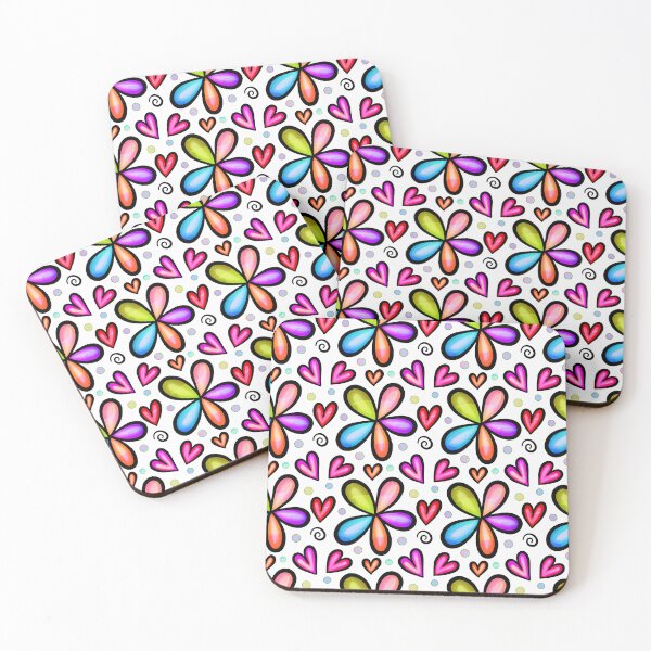 Item preview, Hippy flowers, hearts, dots, and doodles designed and sold by Becky Hunter.