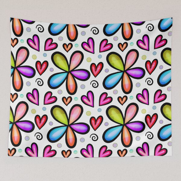 Item preview, Hippy flowers, hearts, dots, and doodles designed and sold by Becky Hunter.