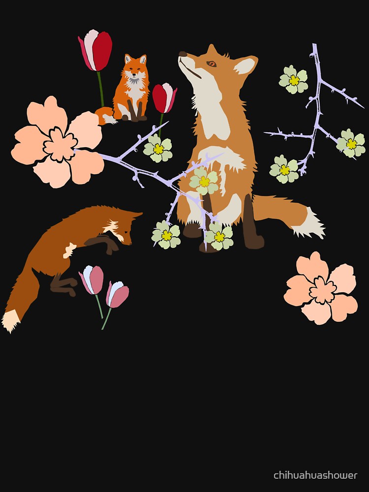 Thumbnail 7 of 7, Classic T-Shirt, Fox in flowers designed and sold by chihuahuashower.