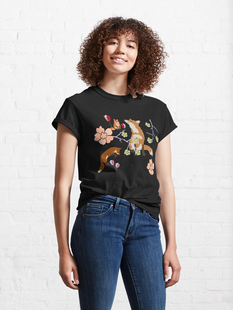Thumbnail 4 of 7, Classic T-Shirt, Fox in flowers designed and sold by chihuahuashower.