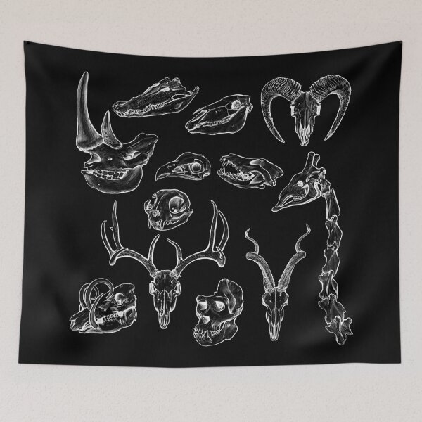 Item preview, Animal skulls white ink sketch designed and sold by Kylie Yang.
