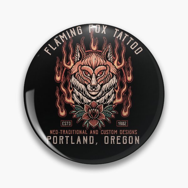Item preview, Flaming Fox Tattoo, Portland, Studio Design, Neo Traditional, Old School Tattoo designed and sold by Proverbial Wisdom Design.
