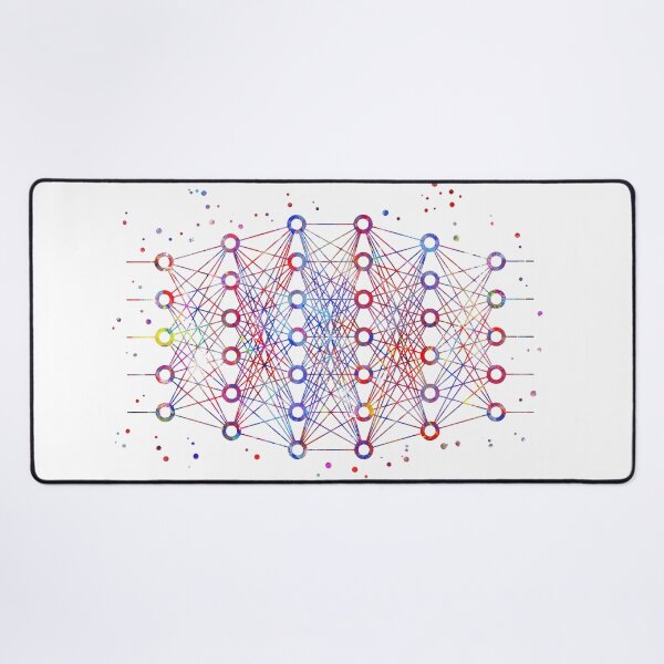 Vista previa del artículo con la obra «Red neuronal profunda, red neuronal, red neuronal profunda acuarela», diseñado y vendido por Rosaliartbook.