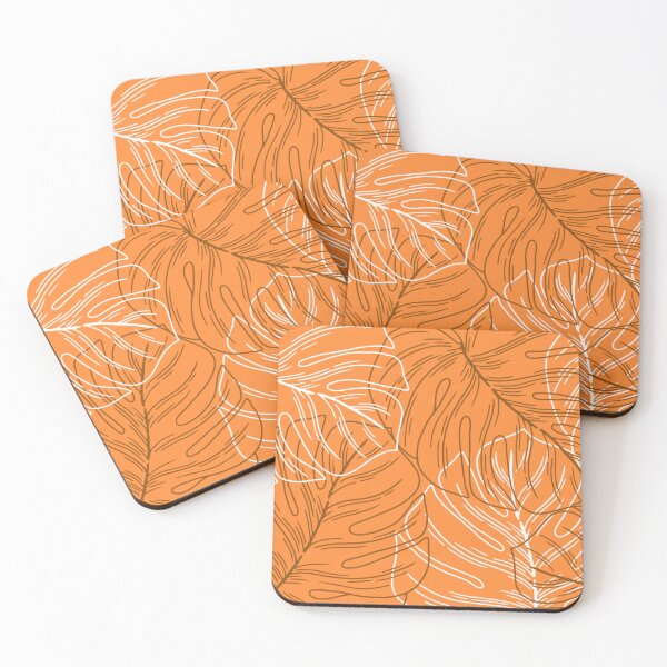 Item preview, Minimalistic Monstera Leaves Pattern on Orange designed and sold by GraphicsClub.