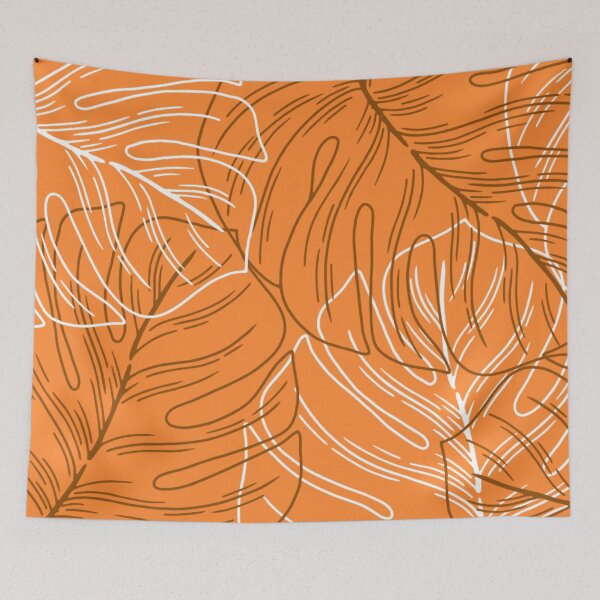 Item preview, Minimalistic Monstera Leaves Pattern on Orange designed and sold by GraphicsClub.
