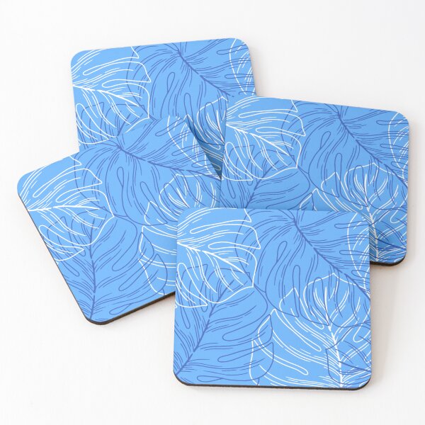 Item preview, Minimalistic Monstera Leaves Pattern on Cyan-blue designed and sold by GraphicsClub.