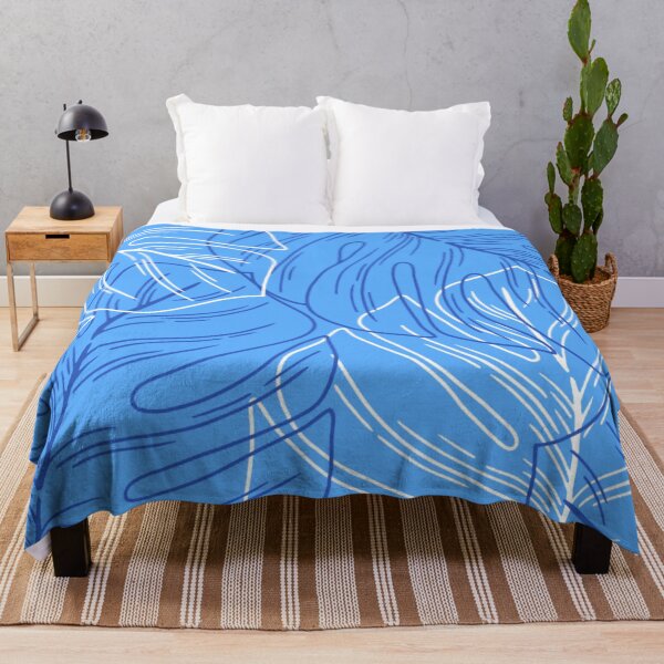 Item preview, Minimalistic Monstera Leaves Pattern on Cyan-blue designed and sold by GraphicsClub.