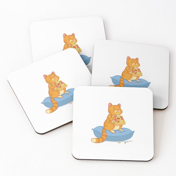 Item preview, cat eating a pizza designed and sold by DoraHappy.