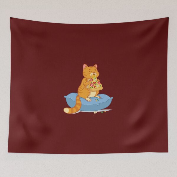 Item preview, cat eating a pizza designed and sold by DoraHappy.