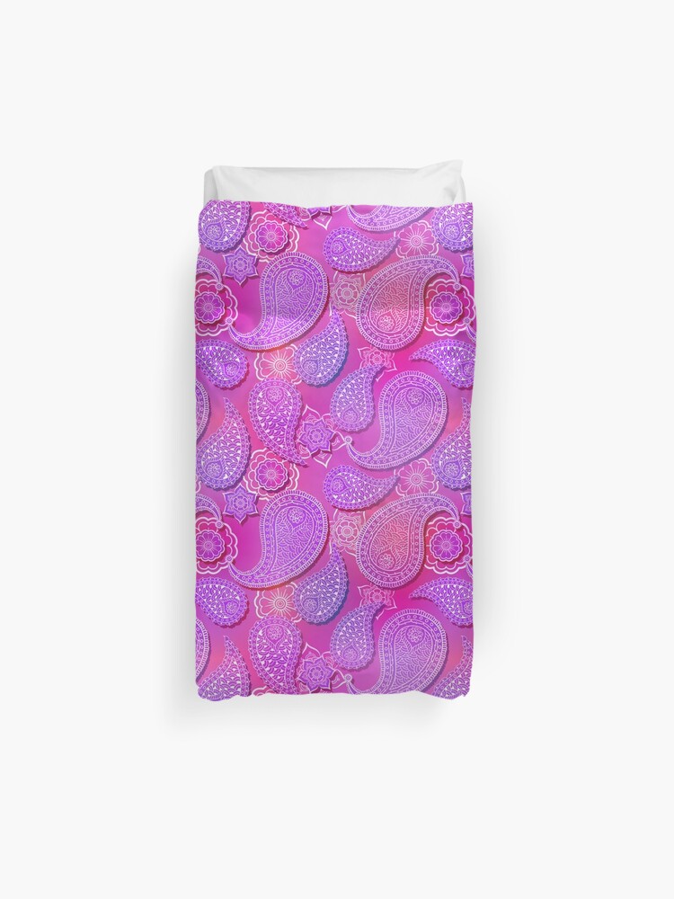 Bright Pink Paisley Pattern Duvet Cover By Anilinn Redbubble