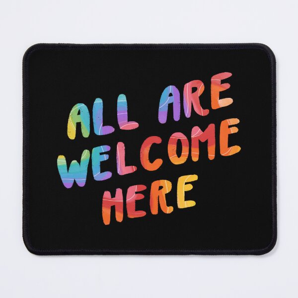 Item preview, All Are Welcome Here - Rainbow Pride Hand Lettered Quote designed and sold by TheBubblyType.