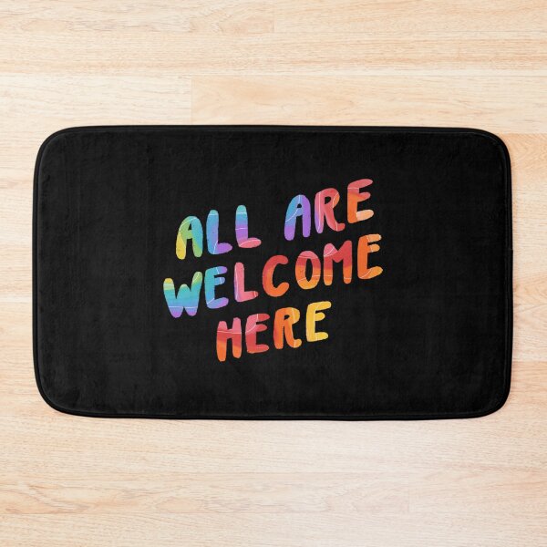 Item preview, All Are Welcome Here - Rainbow Pride Hand Lettered Quote designed and sold by TheBubblyType.