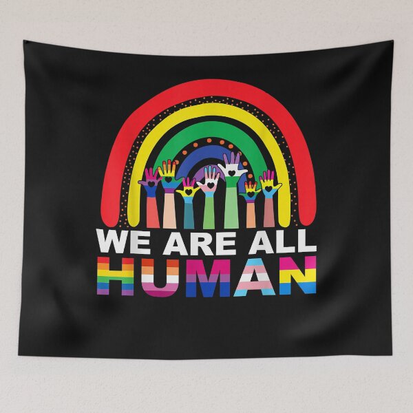 Item preview, We Are All Human Pride Ally Rainbow LGBT Flag Gay Pride designed and sold by ArthurClaessens.