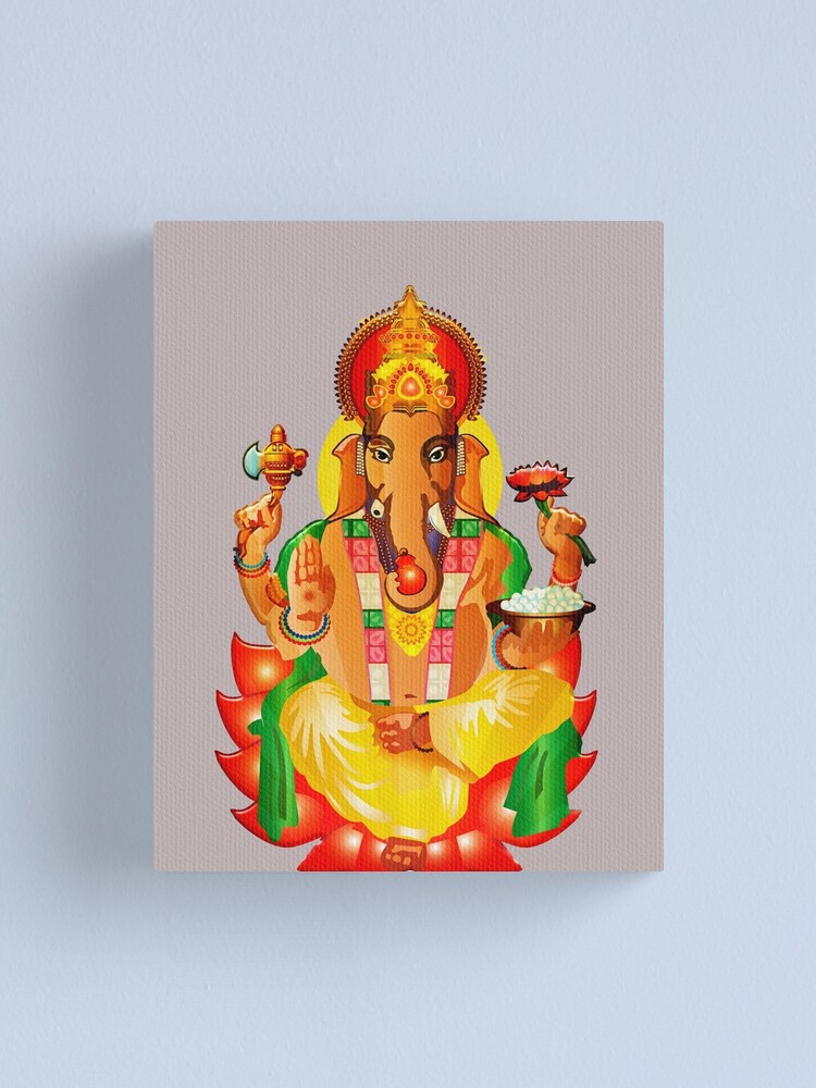 Hinduism Deity Ganesha Vinayak Painting Signed India Arts