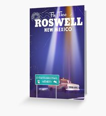 Roswell Extraterrestrial Highway travel poster cartoon Greeting Card