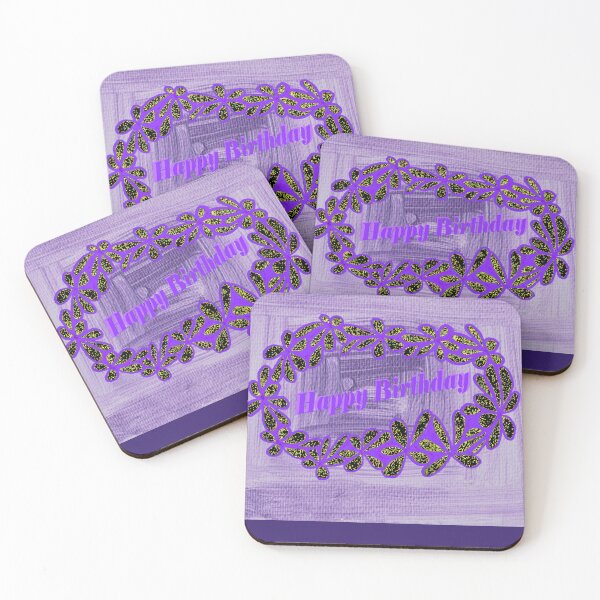 Item preview, Happy Birthday Circlet on Purple Rectangle Painting designed and sold by KazM.