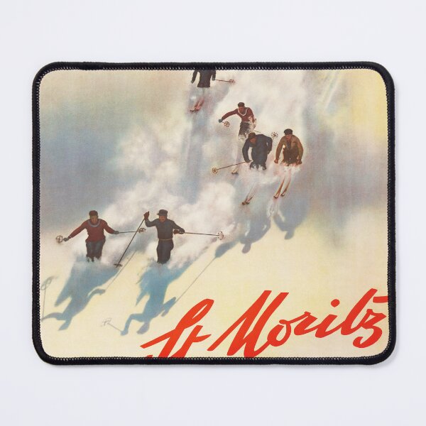Item preview, ST MORITZ Switzerland Engadin Valley Skiing 1950 Walter Herdeg Vintage Travel Poster designed and sold by retroposters.