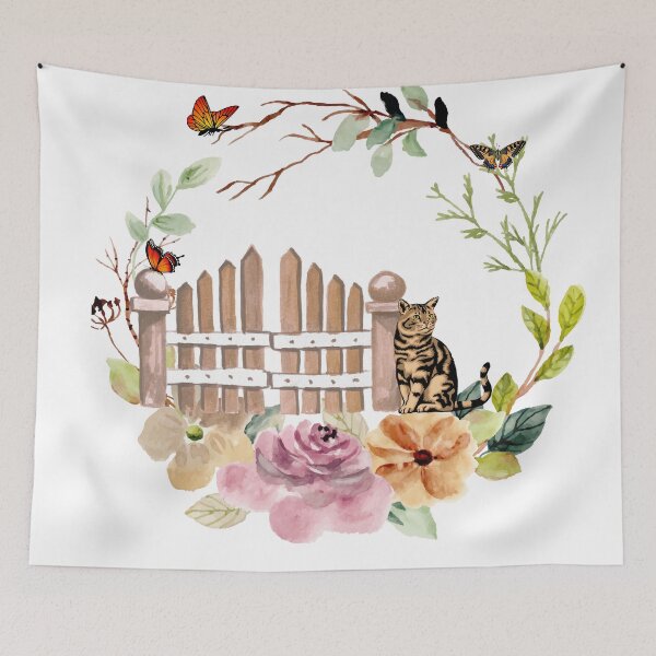 Item preview, Kitty at the Garden Gate designed and sold by tomorrowsart.