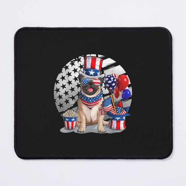 Item preview, Cute Beige Pug Dog Sunglasses Usa American Flag 4th Of July designed and sold by luciaaljudith.