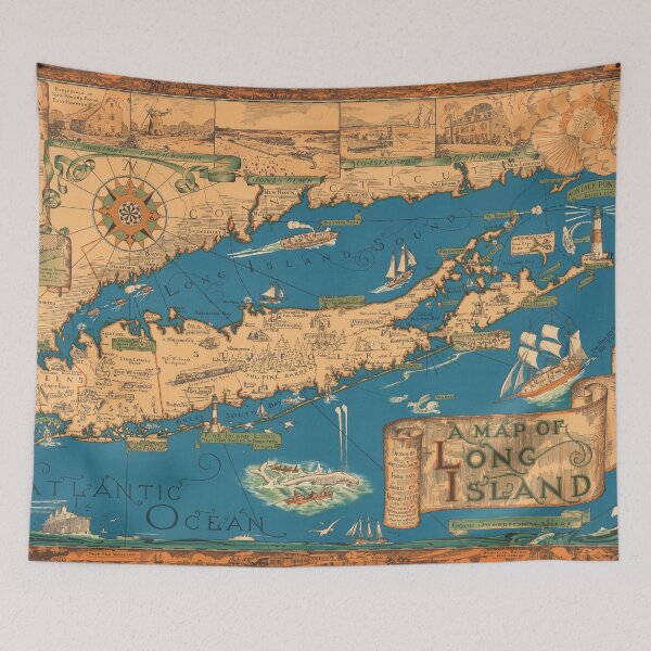 Item preview, 1953 Long Island map - special gift idea designed and sold by mappendant.