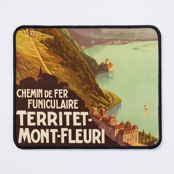 Item preview, Chemin De Fer Funiculaire TERRITET MONT FLEURI Montreux Switzerland 1905 Old Funicular Railway Poster designed and sold by retroposters.