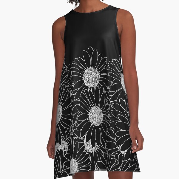 Daisy Boarder Black A-Line Dress