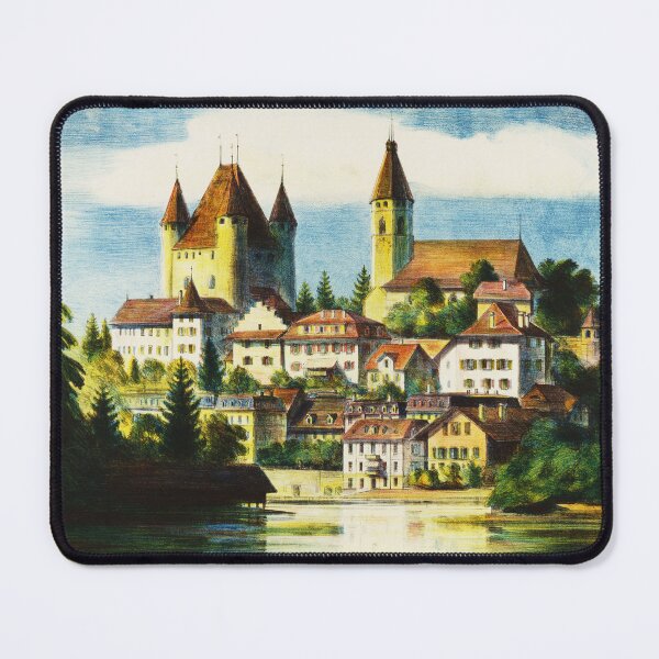 Item preview, LAKE THUN SWITZERLAND Bernese Oberland Lido Casino Sports 1950 Vintage Travel Poster designed and sold by retroposters.