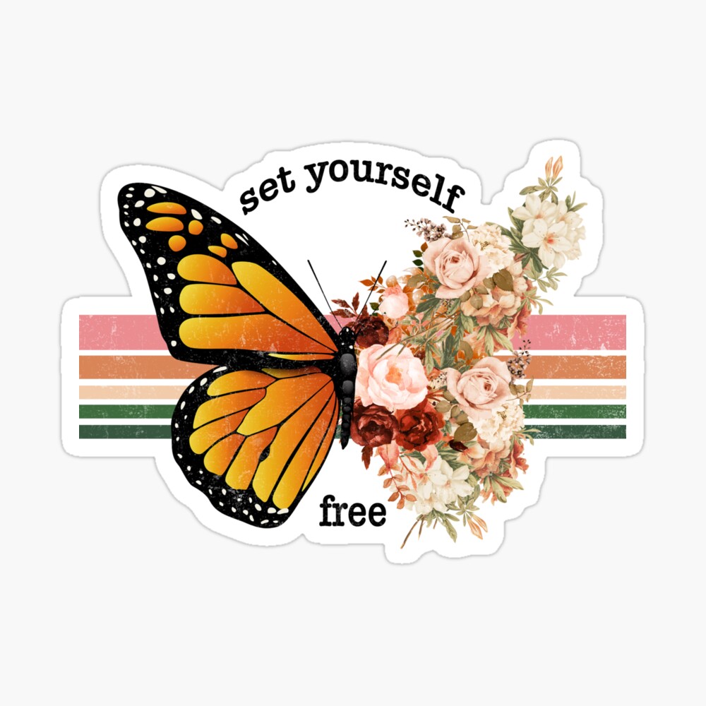 Set yourself free, beautiful butterfly clipart image, positive