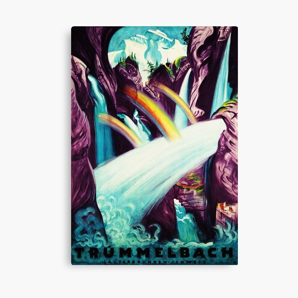 Item preview, TRUMMELBACH FALLS Lauterbrunnen Switzerland 1929 Vintage Tourism Travel Advertisement Poster designed and sold by retroposters.