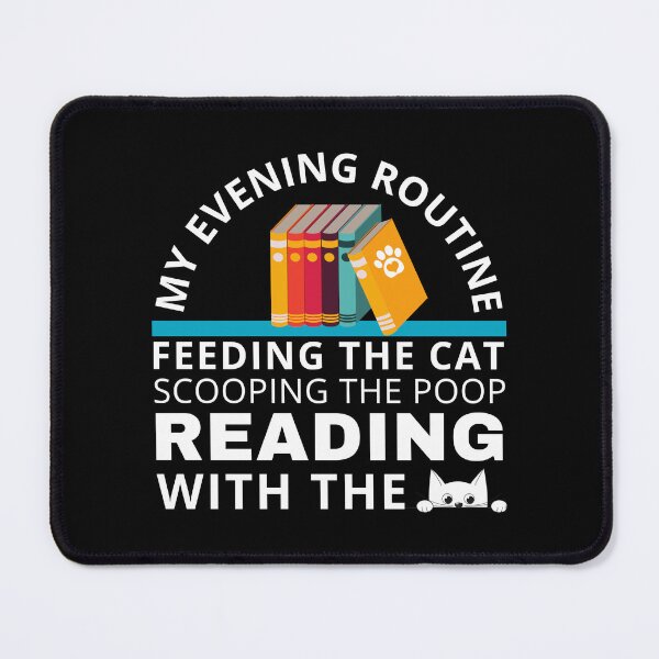 Item preview, Evening routine, cat and reading books - feeding the cat, scooping the poop, reading, paw, heart, books designed and sold by forthecatssake.