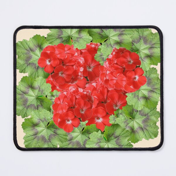 Item preview, RED GERANIUMS LEAF PATTERN CREAM COLOR ART designed and sold by sharlesart.