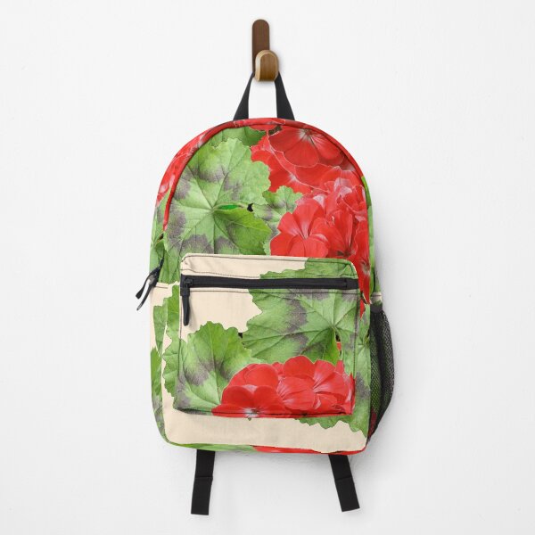 Item preview, RED GERANIUMS LEAF PATTERN CREAM COLOR ART designed and sold by sharlesart.
