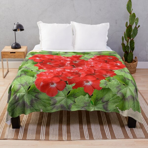 Item preview, RED GERANIUMS LEAF PATTERN  CREAM COLOR ART designed and sold by sharlesart.
