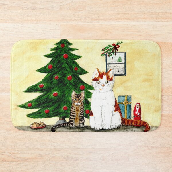 Item preview, Cat Carrot and kitten June in front of the Christmas tree designed and sold by Sandra  Steinke.
