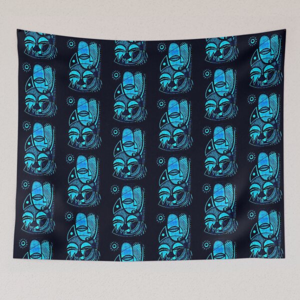 Item preview,  "Nobel" - Love Mother and Child African Symbolic Art Blue designed and sold by Tony Cisse.