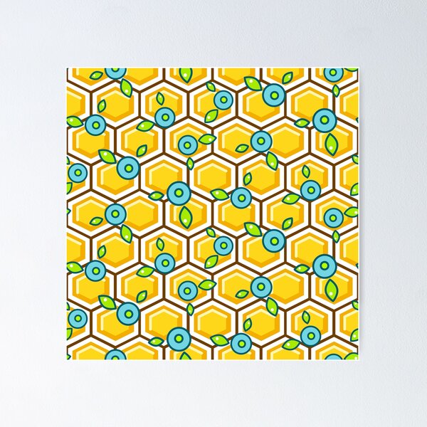 Item preview, Honeycomb with blue flowers  designed and sold by yopixart.