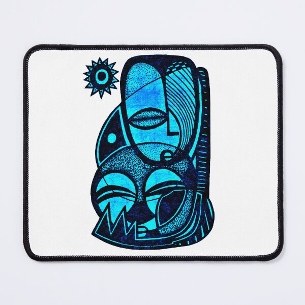 Item preview, "Nobel" - Love Mother and Child African Symbolic Art - Blue/White designed and sold by Tony Cisse.