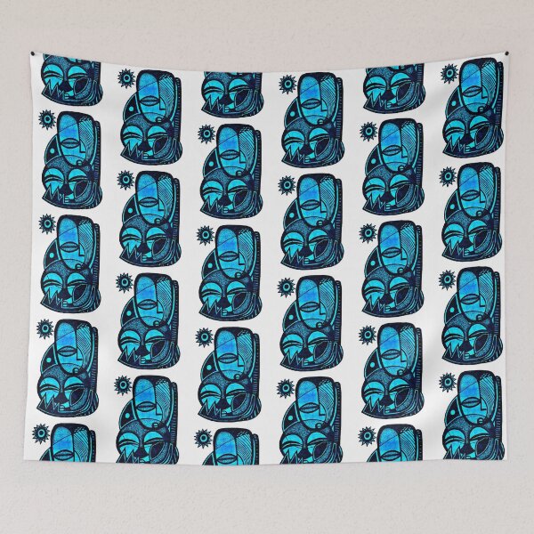 Item preview, "Nobel" - Love Mother and Child African Symbolic Art - Blue/White designed and sold by Tony Cisse.