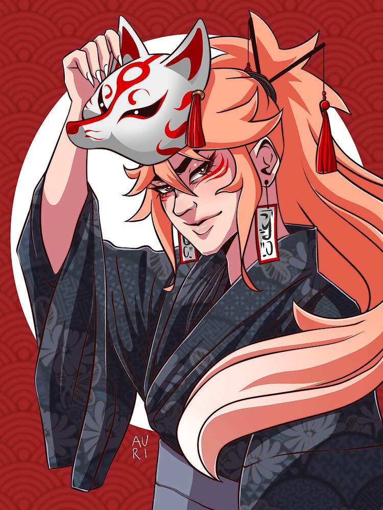"KNY OC Kitsune Mask Mao" Art Print for Sale by rennue Redbubble