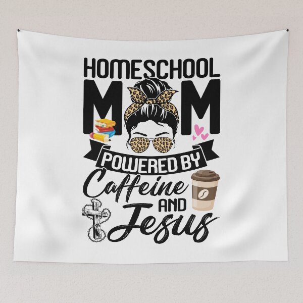 Item preview, Homeschool Mom Caffeine & Jesus Coffee Lover Messy bun  designed and sold by moonligh1996.