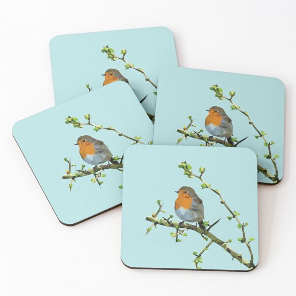 Item preview, Robin bird lowpoly blue background looking to the left designed and sold by xP42.
