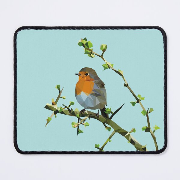 Item preview, Robin bird lowpoly blue background looking to the left designed and sold by xP42.