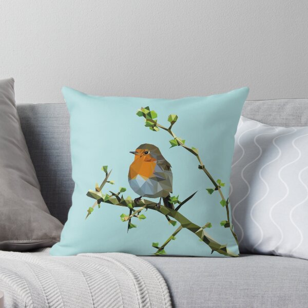 Item preview, Robin bird lowpoly blue background looking to the left designed and sold by xP42.