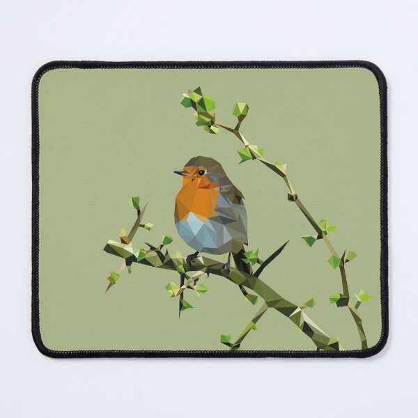 Item preview, Robin bird lowpoly green yellow background looking to the left designed and sold by xP42.